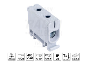 Złączka śrubowa na szynę DIN 135A 2,5-35mm2 szara Al Miedź