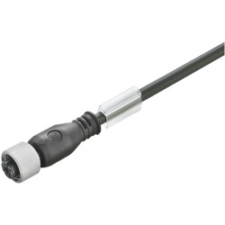 Sensor actuator cable, M12-cable socket, straight to open end, 3 pole, 3 m, PUR, black, 4 A, 1108730300