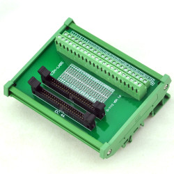 CZH-LABS DIN Rail Mount Dual IDC-44 Pitch 2.0mm Male Header Interface Module, Breakout Board.