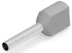Insulated wire end ferrule, 2 x 0.75 mm², 17 mm/10 mm long, DIN 46228-4, gray, 966144-3