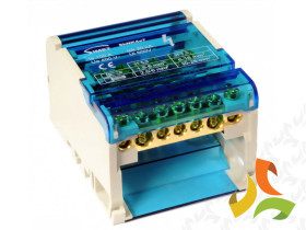 Blok rozdzielczy modułowy 4-biegunowy 4x(5x6 mm2/2x25 mm2) TS35 niebieski ShNK4x7 85136002 SIMET