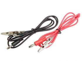 Krokodylki z przewodem i wtykiem banan (komplet czarny+czerwony)