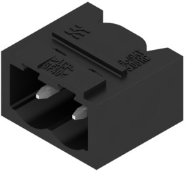 Pin header, 2 pole, pitch 5 mm, angled, black, 1840120000