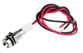 Lampka kontrolna do montażu panelowego 24V dc, biała 6mm LED Chrom Wyprowadzenia RS PRO