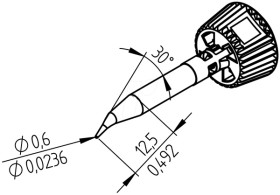 0142SDLF06L ERSADUR soldering tip, 0.6 mm, bent, extended