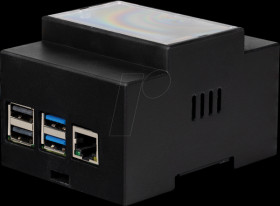 RB-CASEP4+07B Housing for Raspberry Pi 4, top-hat rail, "Black Edition"
