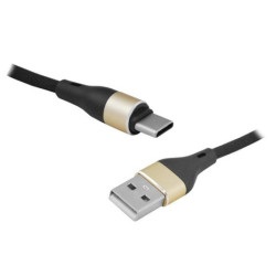 Kabel USB/USB-C 2m czarny LX8572B 2M sznurkowy