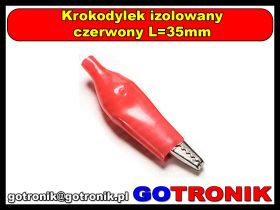 Krokodylek izolowany czerwony L=35mm