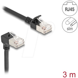 80307 Cat.6a patch cable, S/FTP, bottom angled / straight, 3 m