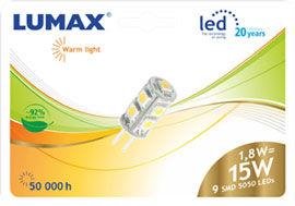 świetlówka LED SMD9 G4 1.8W WW LUMAX