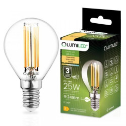 Żarówka LED E14 P40 2W = 25W 249lm 3000K Ciepła 360 Filament LUMILED