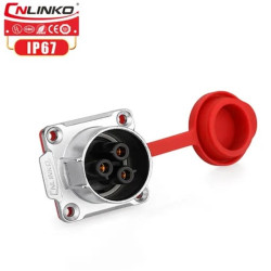 wodoodporne złącze okrągłe, gniazdo żeńskie, CNLINKO, 3 PIN, IP67/IP65, 500V