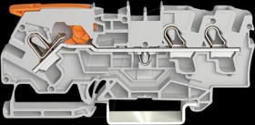 2104-1301 3-wire feed-through terminal, with lever, 4.0 mm², grey