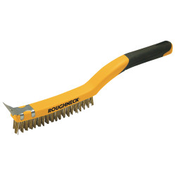 Roughneck 52-030 Carbon Steel Wire Brush Soft Grip &#x2B; Scraper 355mm (14in) 3 Row