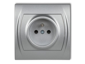 LOGO Gniazdo pojedyncze z uziemieniem (przesłony torów prądowych) srebrny metalik 7LGP-1zp KARLIK