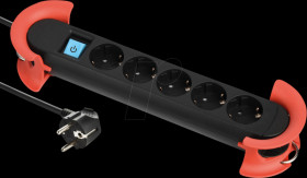 500.100 HOOK Indoor 5x protective contact, plastic, with switch, 5 m