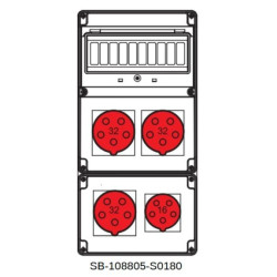 Rozdzielnica 3x5x32A 1x5x16A INA=32A IP54 SB-108805-S0180-54