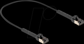 80938 Cat.8.1 patch cable, slim, U/FTP, angled, black, 0.25m