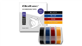 Qoltec Zastaw 4 Taśm 3D Do Wytłaczarki Dymo Omega 9Mm*3M 4 Kolory Samoprzylepna