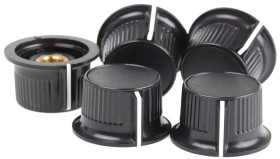 Pokrętło potencjometru oś: 6.35mm średnica: 28mm Okrągłe Plastik Czarny RS PRO