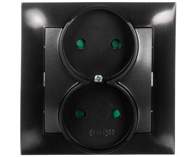 IMPRESJA Gniazdo podwójne b/u z przesłonami antracyt GP-2YP/50