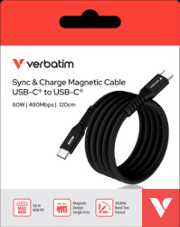 Charging cable, USB-C/USB-C, 1.2m, blackSync&amp;Charge, 60W, 480MBit/s, Magnetic
