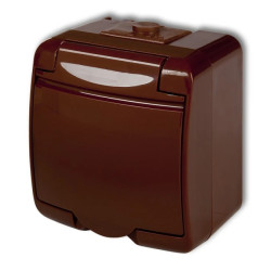 JUNIOR Gniazdo pojedyncze z/u (klapka brązowa) brązowy IP54 4GHE-1