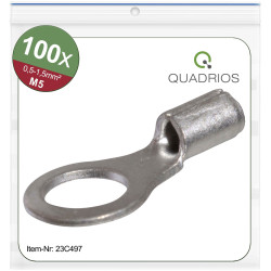 Quadrios 23C497 Ring Terminal 1.5 mm&#xB2; Hole &#xD8;5.3 mm Non-Insulated 100 Pcs