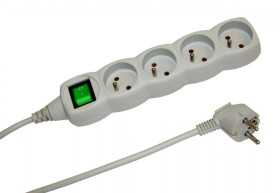 Przedłużacz 4-gniazdowy, 3m szary, z wyłącznikiem, 3x1,0mm OWY / 24201