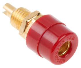 Gniazdo bananowe Żeński Połączenie lutowane typ Gniazdo bananowe Czerwony 32A Hirschmann Test & Measurement rozmiar 4 mm