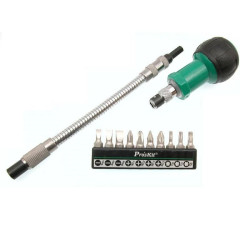 Wkrętak giętki z uchwytem i zestawem bitów, Proskit 1PK-201