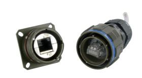 Złącze Ethernet Żeński Złącze RJ45 Montaż na kołnierzu Cat5e Amphenol Socapex 8-żyłowe