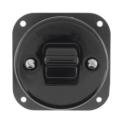 Włącznik światła pojedynczy dwubiegunowy kołyskowy ceramiczny, okrągły podtynkowy czarny Ceramic Loft