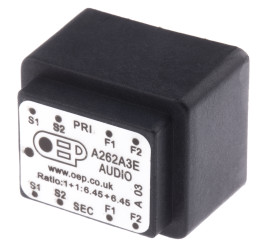 Transformator audio, THT, 150Ω : 600Ω, 100mW Hz @ 300, 1mW Hz @ 30, 1+1:6.45+6.45, OEP