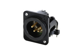 Panel plug, 4 pole, gold-plated, zinc die casting, NC4MDM3-H-B-1