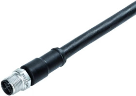 Sensor actuator cable, M12-cable plug, straight to open end, 2 pole + PE, 5 m, PUR, black, 12 A, 77 0689 0000 50703-0500