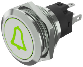 Podświetlany łącznik przyciskowy Chwilowy SPDT średnica wycięcia 22.3mm, montaż panelowy EAO
