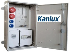 Rozdzielnica elektryczna budowlana na elewacje (2x2P+Z, 1x16A/5P, 1x32A/5P) RB40x60-K40-00112W-EL-KANLUX