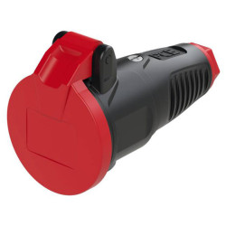 PCE PCE 2522-sr Safety Mains Socket Solid Rubber IP54 Black/Red