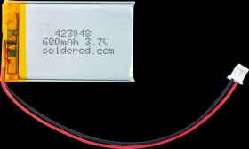 333280 Lithium-ion battery, SOLDERED 333280, 680 mAh, 3.7 V