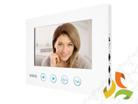 Monitor kolorowy "EURA" VDA-06A3 7'' otwieranie 2 wejść pamięć wewnętrzna (100zdj.) biały A33A107 EURA-TECH