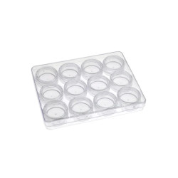 Pojemniczki 3ml - 12 szt - zakręcane słoiczki na drobne elementy w kasetce