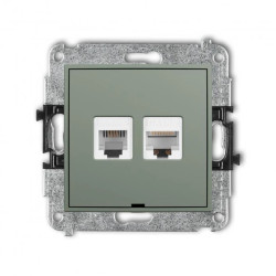 ICON Mechanizm gniazda telefonicznego 1xRJ11 + komp. poj. 1xRJ45 kat. 5e 8-stykowy, beznarzędziowe, bez opisu szałwiowy 61IGTKBO