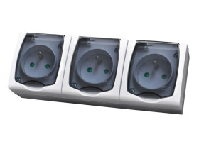 MADERA Gniazdo potrójne z uziemieniem z przesłonami torów prądowych wieczko przezroczyste biały GNH-3NZP/00/d OSPEL