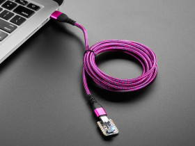 Adafruit Pink and Purple Woven USB A to USB C Cable - 2 meters long
