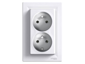 ASFORA Gniazdo podwójne z uziemieniem (nie odwr. fazy) białe EPH9800121 SCHNEIDER ELECTRIC