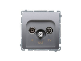 SIMON BASIC Gniazdo antenowe RTV-SAT przelotowe (moduł) 1x wejście: 5 MHz–24 GHz srebrny mat BMZAR-SAT10/P.01/43 KONTAKT SIMON