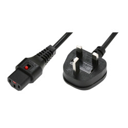 IEC Lock PC980 UK Plug (5A Fused) to C13 IEC Lock H05VV-F 2m Black