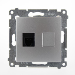Gniazdo telefoniczne RJ12 pojedyncze srebrne DT1.01/43 Kontakt Simon54