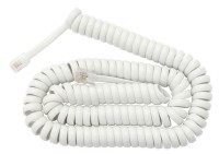 KAB56.6W Telefoniczny kabel jasny wtyk-wtyk 4p4c (RJ9 PLUG) spirala 2 m (telefon-słuchawka)